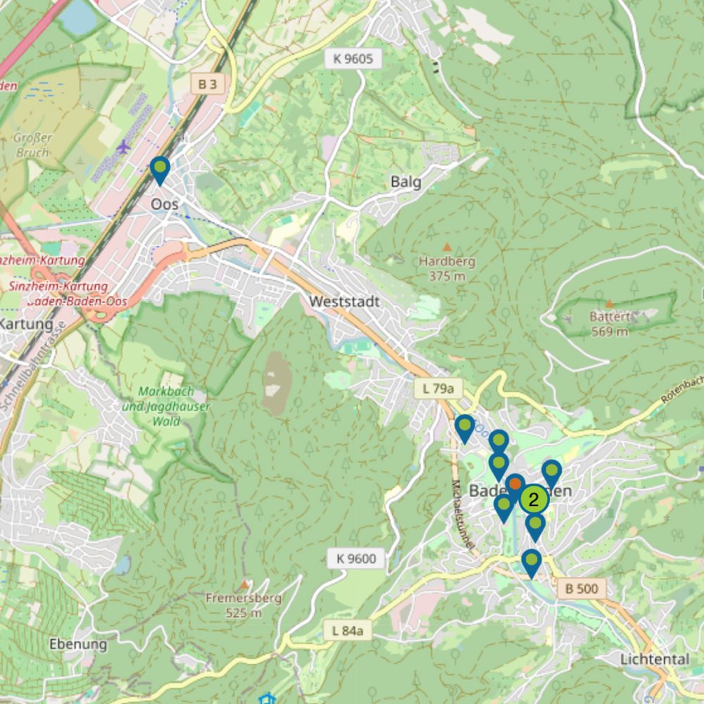 Standorte der Fahrradboxen in Baden-Baden